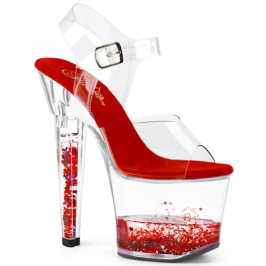 Sandales Bride Cheville Pleaser Lovesick-708GH Rouge Femme | YCS-4328536