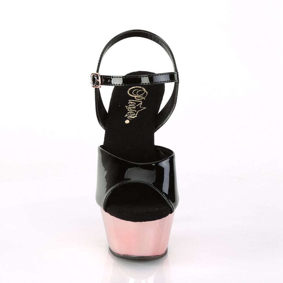 Sandales Bride Cheville Pleaser Kiss-209 Noir Rose Femme | ZVL-0565223