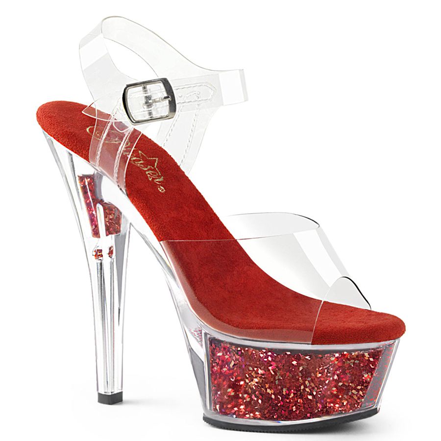 Sandales Bride Cheville Pleaser Kiss-208GF Rouge Femme | GSU-9988004