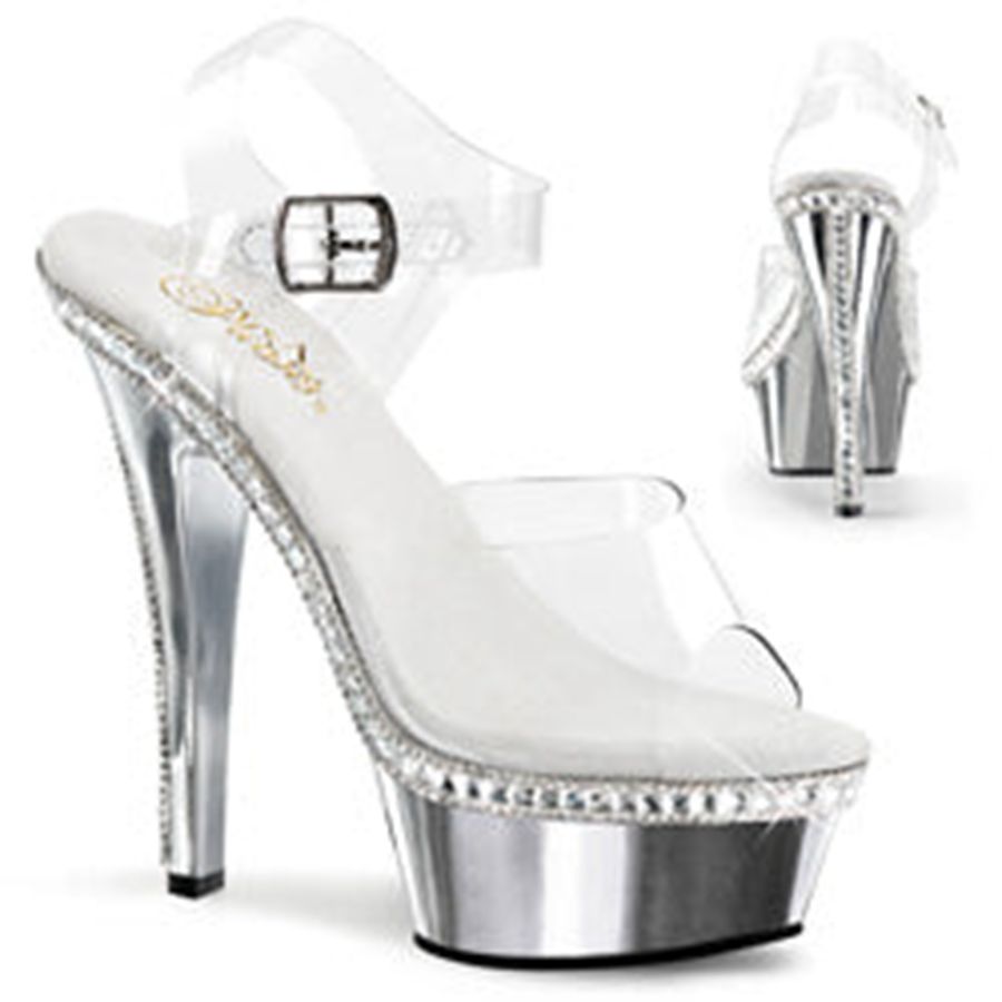 Sandales Bride Cheville Pleaser Kiss-208RS-1 Argent Femme | CFI-3002208