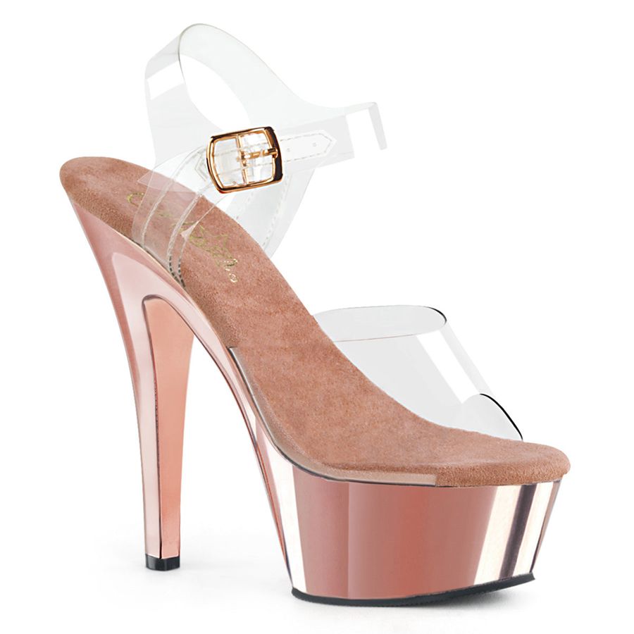 Sandales Bride Cheville Pleaser Kiss-208 Rose Doré Femme | PEP-4434940