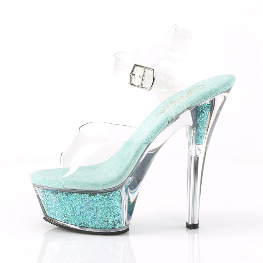 Sandales Bride Cheville Pleaser Kiss-208GF Turquoise Femme | JAJ-7522491