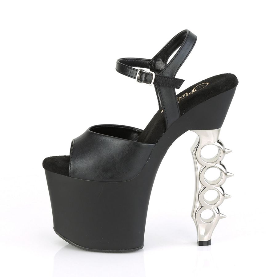 Sandales Bride Cheville Pleaser Irongrip-709 Argent Femme | UNR-1535652