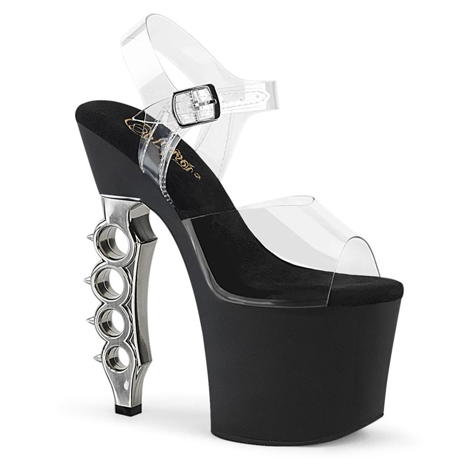 Sandales Bride Cheville Pleaser Irongrip-708 Argent Femme | TFT-2573011