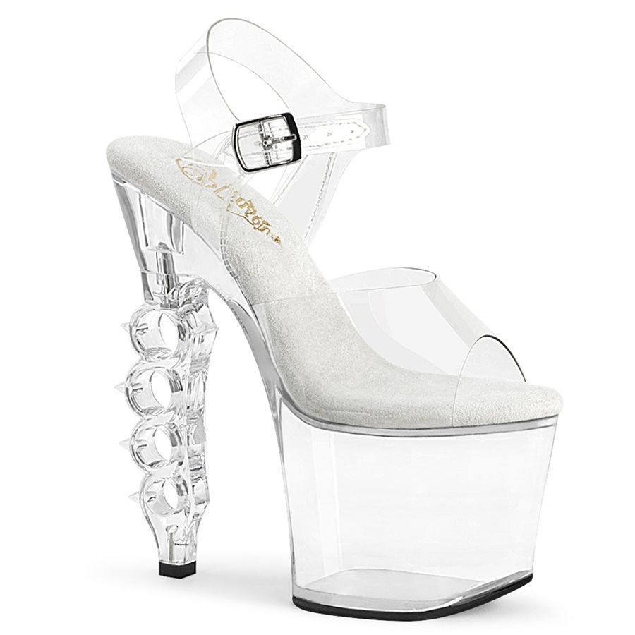 Sandales Bride Cheville Pleaser Irongrip-708 Clear Femme | PRD-8787024