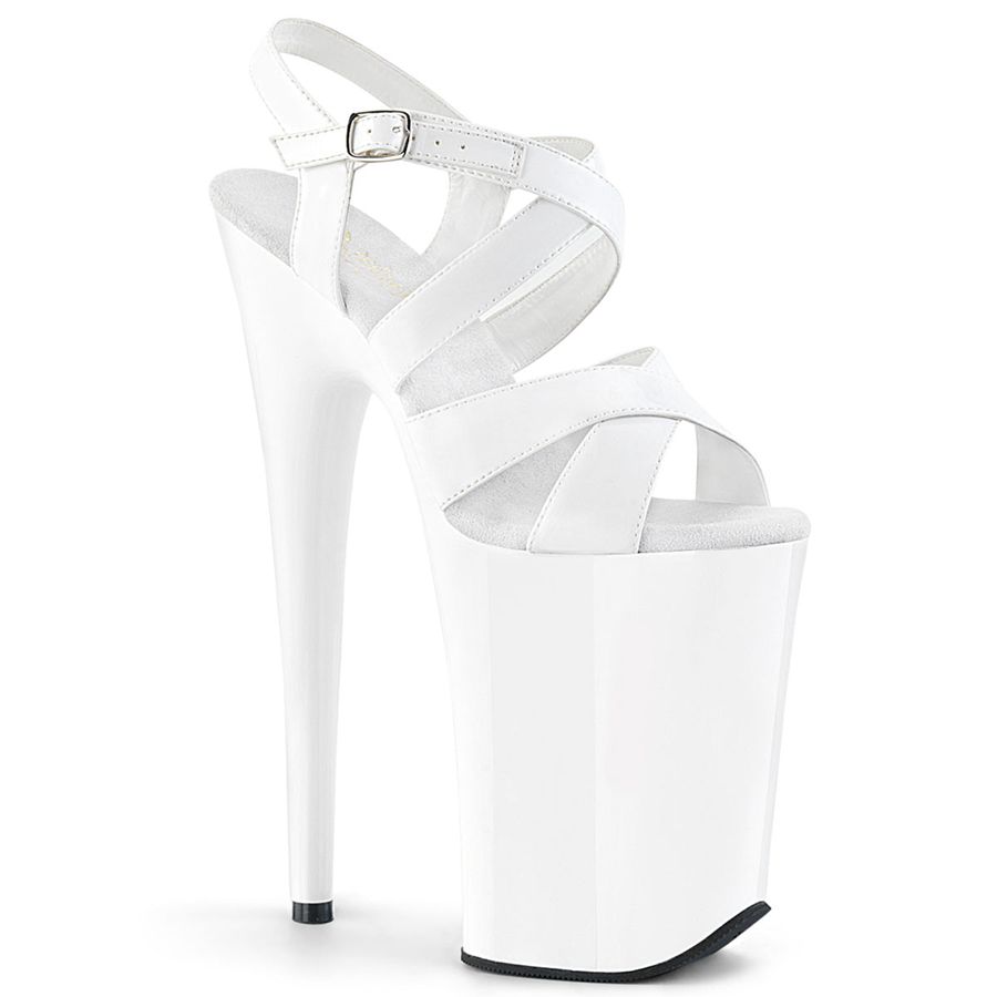 Sandales Bride Cheville Pleaser Infinity-997 Blanche Femme | OMS-3738580