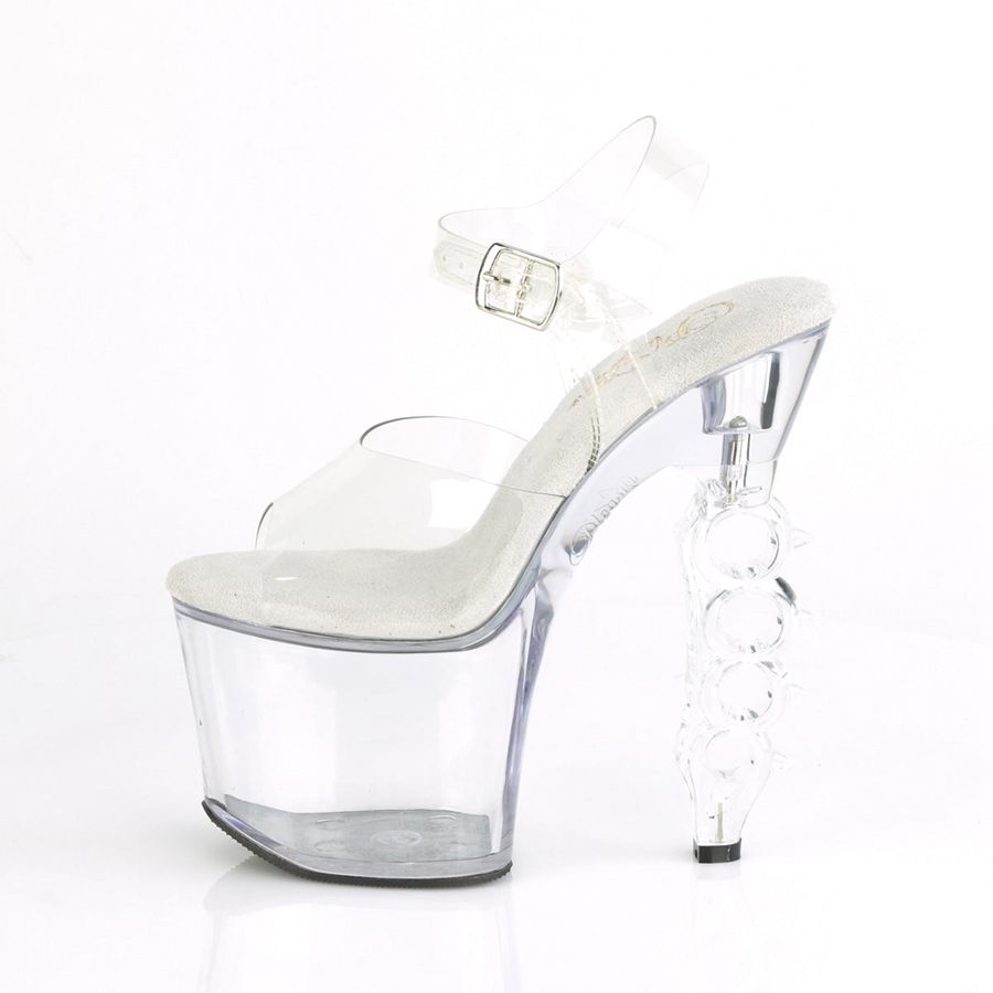 Sandales Bride Cheville Pleaser Irongrip-708 Clear Femme | PRD-8787024