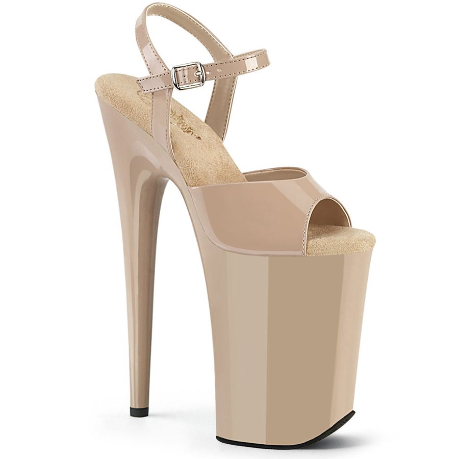 Sandales Bride Cheville Pleaser Infinity-909 Beige Femme | WEQ-7862312