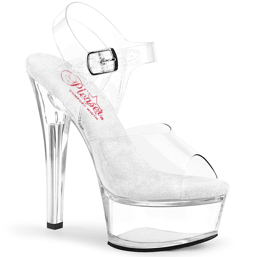 Sandales Bride Cheville Pleaser Gleam-608 Clear Femme | HMO-8003692