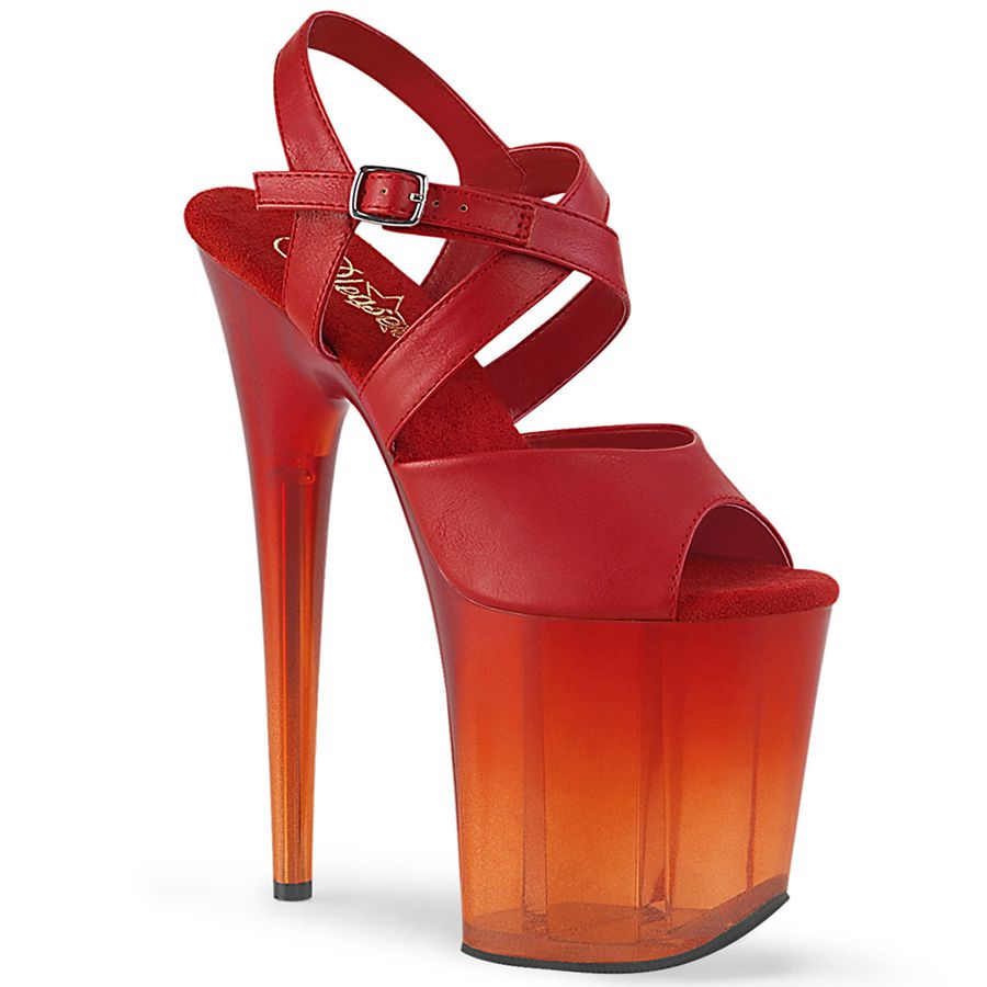 Sandales Bride Cheville Pleaser Flamingo-822T Rouge Femme | IMQ-3761487