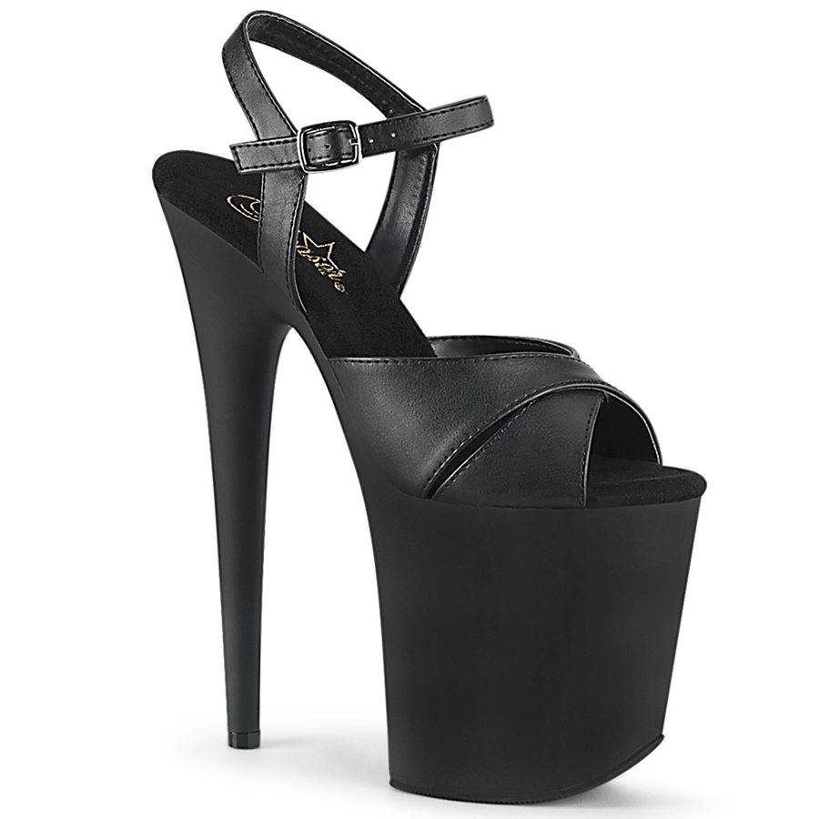 Sandales Bride Cheville Pleaser Flamingo-816 Noir Femme | FJF-0316360