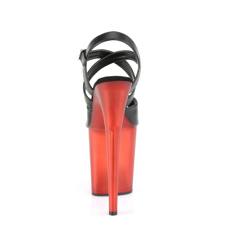 Sandales Bride Cheville Pleaser Flamingo-822T Noir Rouge Femme | QIQ-0097580