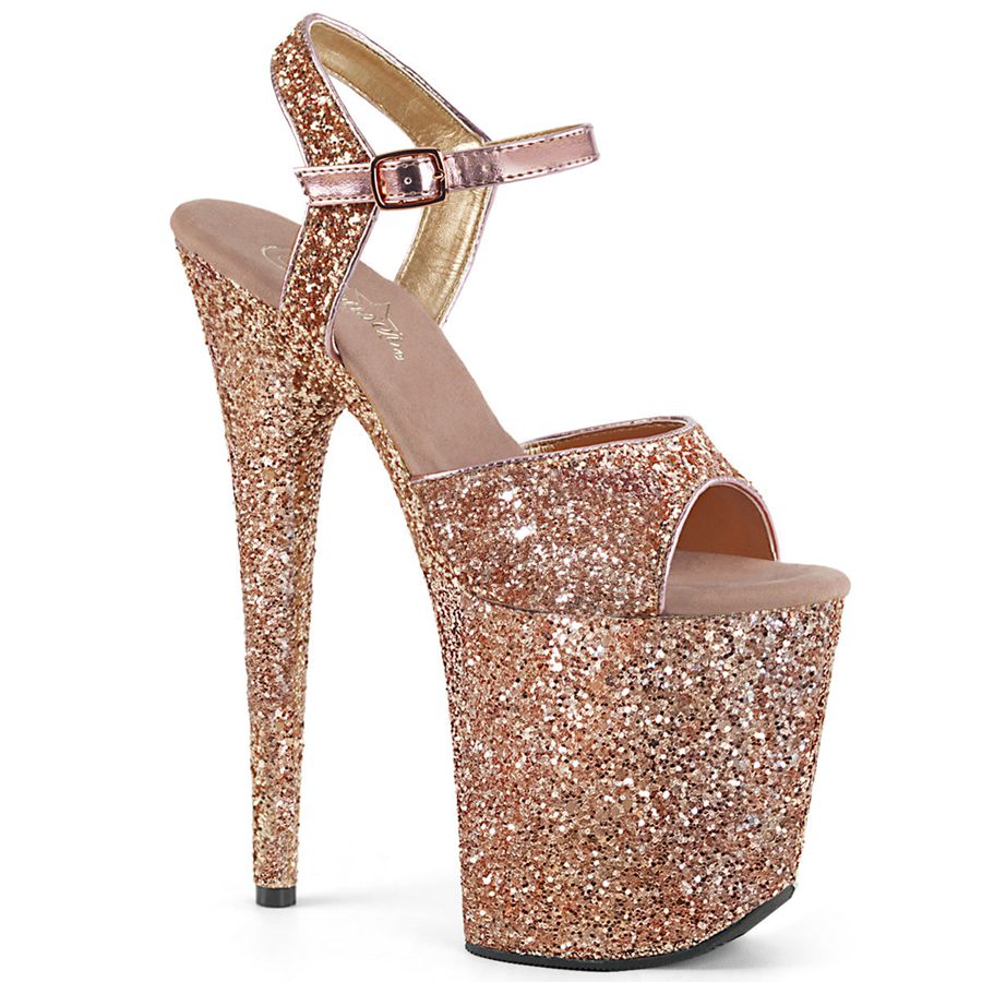 Sandales Bride Cheville Pleaser Flamingo-810LG Rose Doré Femme | SXQ-0648884