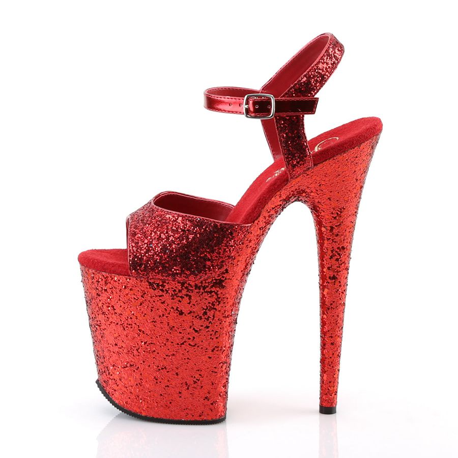 Sandales Bride Cheville Pleaser Flamingo-810LG Rouge Femme | UTE-0845068