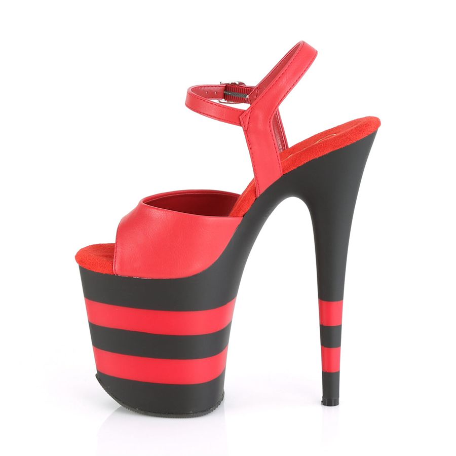 Sandales Bride Cheville Pleaser Flamingo-809SR Rouge Noir Femme | AAJ-3576770