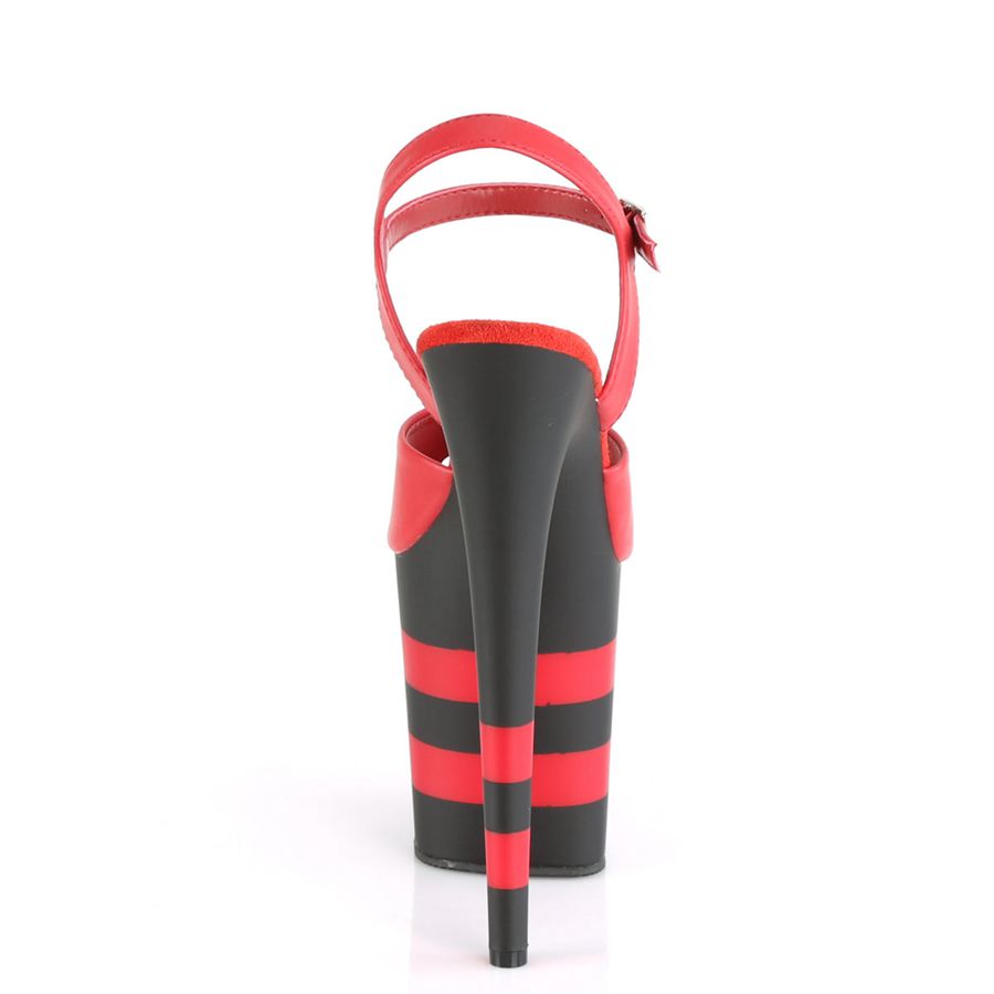 Sandales Bride Cheville Pleaser Flamingo-809SR Rouge Noir Femme | AAJ-3576770