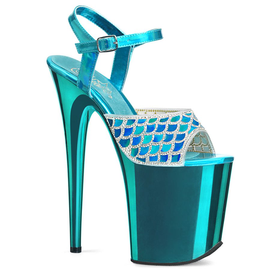 Sandales Bride Cheville Pleaser Flamingo-809MMRS Turquoise Femme | VAD-5454994