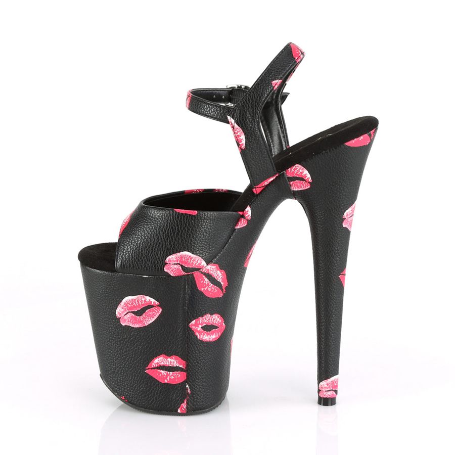 Sandales Bride Cheville Pleaser Flamingo-809KISSES Noir Femme | DUV-1757894