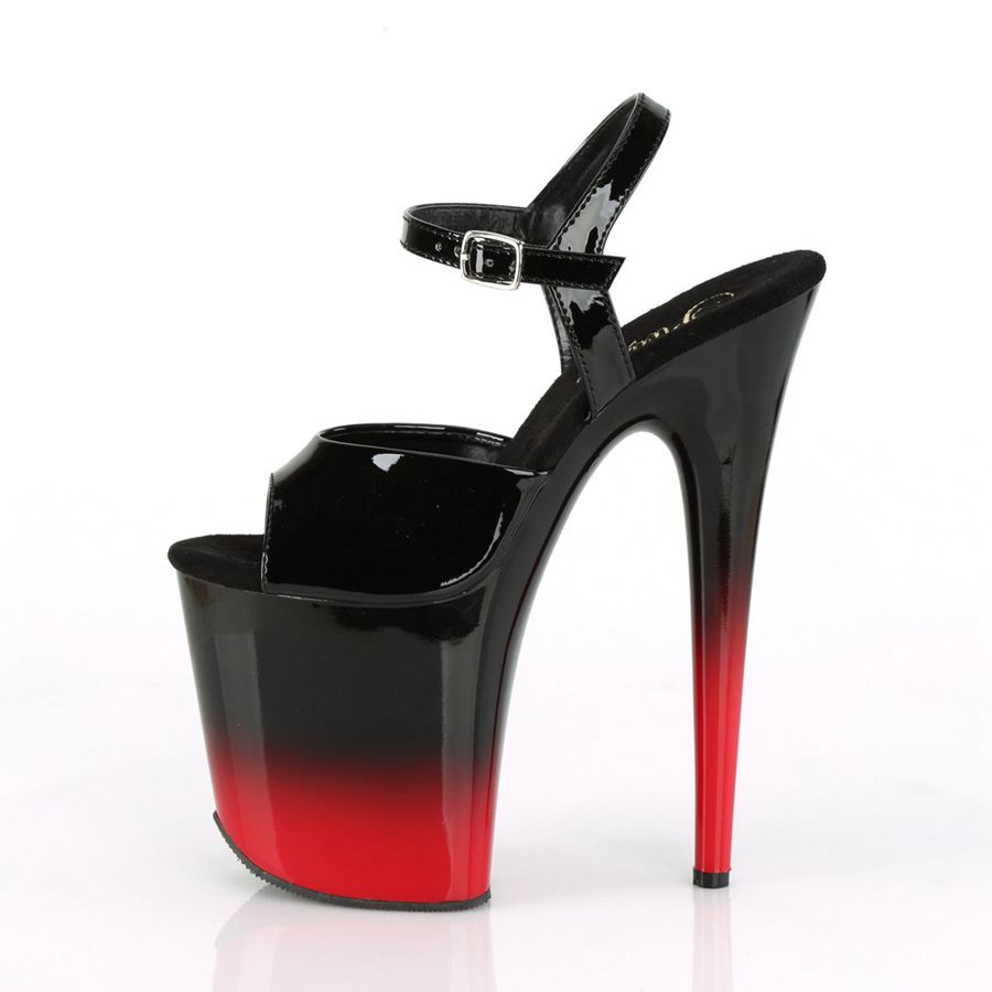 Sandales Bride Cheville Pleaser Flamingo-809BR-H Noir Rouge Femme | BQE-4617498