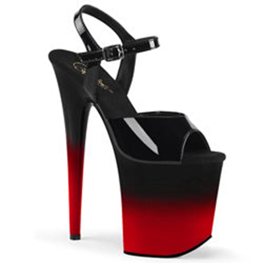 Sandales Bride Cheville Pleaser Flamingo-809BR-H Noir Rouge Femme | BQE-4617498